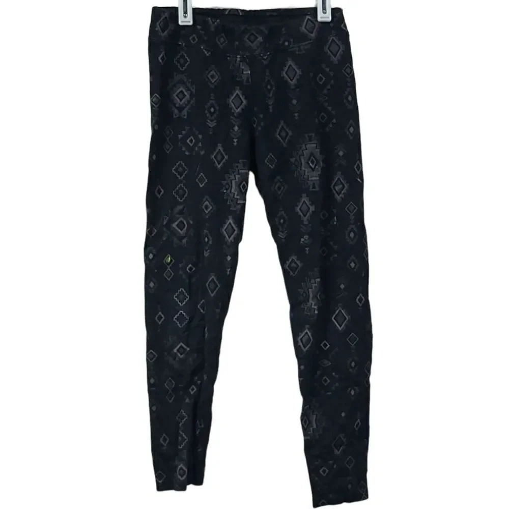 Justice Girls 10 Black Tribal Aztec Ankle Crop Legging Casual Stretch Knit Pants
